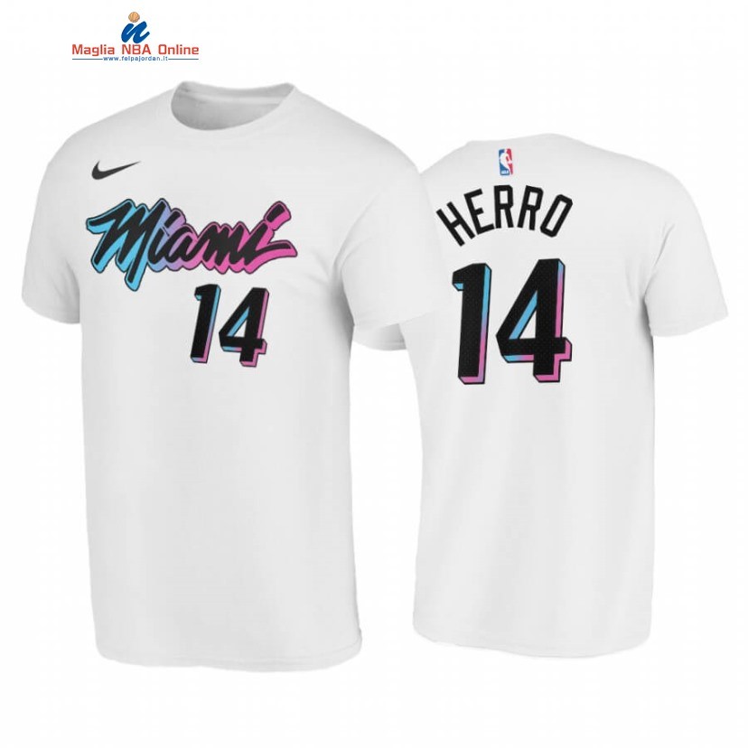 T-Shirt Miami Heat #14 Tyler Herro Bianco Città 2020-21 Acquista