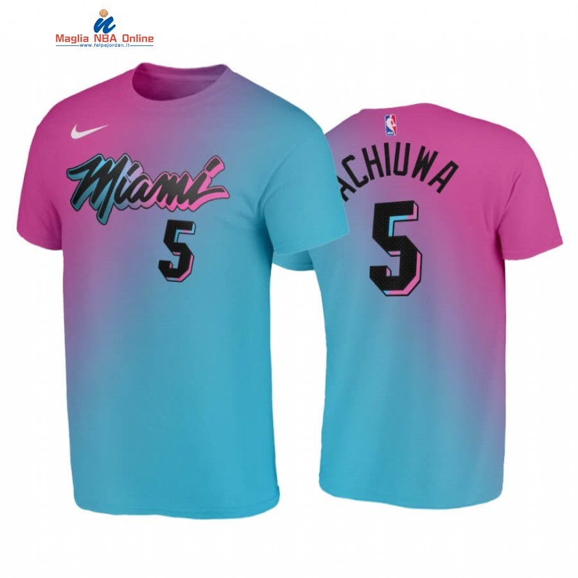 T-Shirt Miami Heat #5 Precious Achiuwa Blu Rosa Città 2020 Acquista