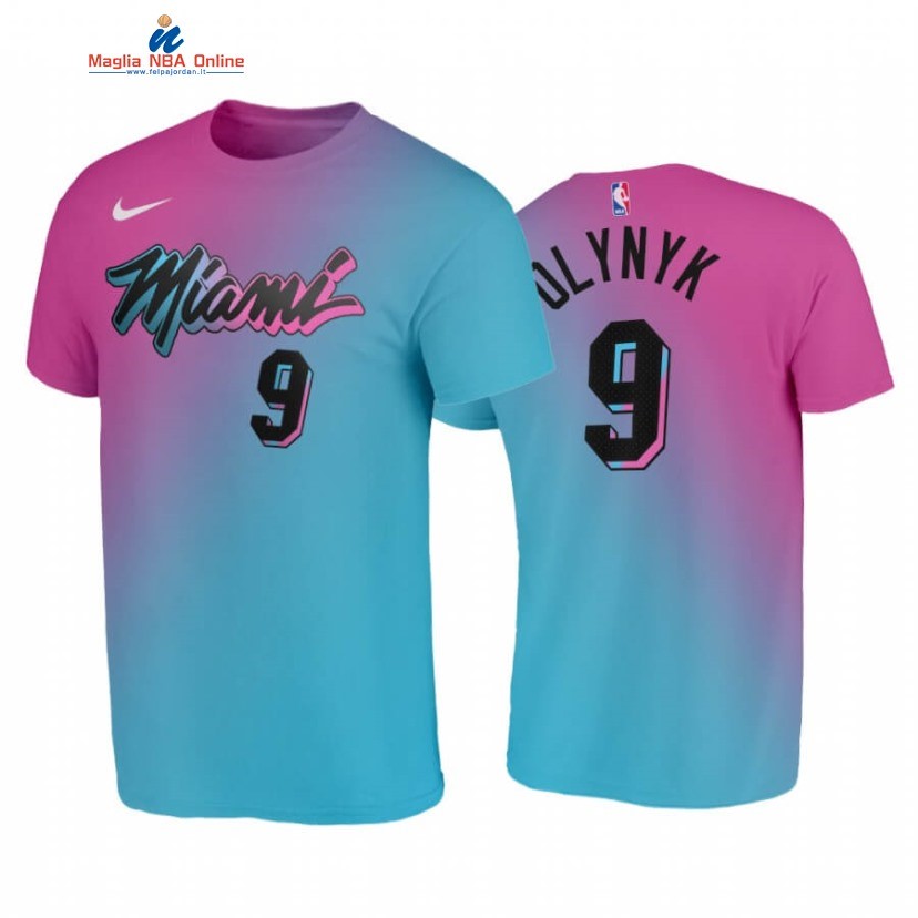 T-Shirt Miami Heat #9 Kelly Olynyk Blu Rosa Città 2020 Acquista