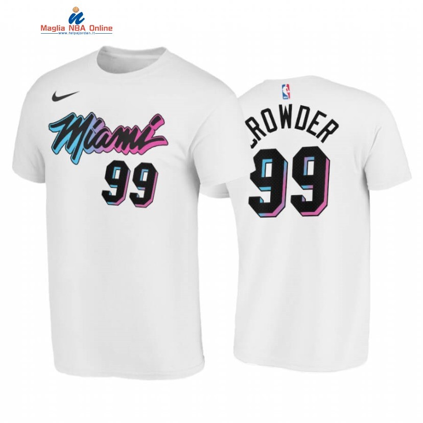 T-Shirt Miami Heat #99 Jae Crowder Bianco Città 2020-21 Acquista