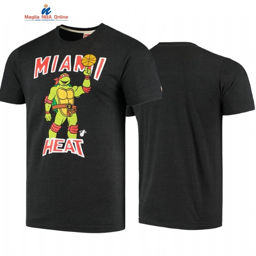 T-Shirt Miami Heat x TMNT Heathered Charcoal Homage Tri Blend Nero 2020 Acquista