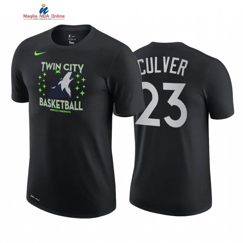 T-Shirt Minnesota Timberwolves #23 Jarrett Culver Story Nero Città 2020-21 Acquista