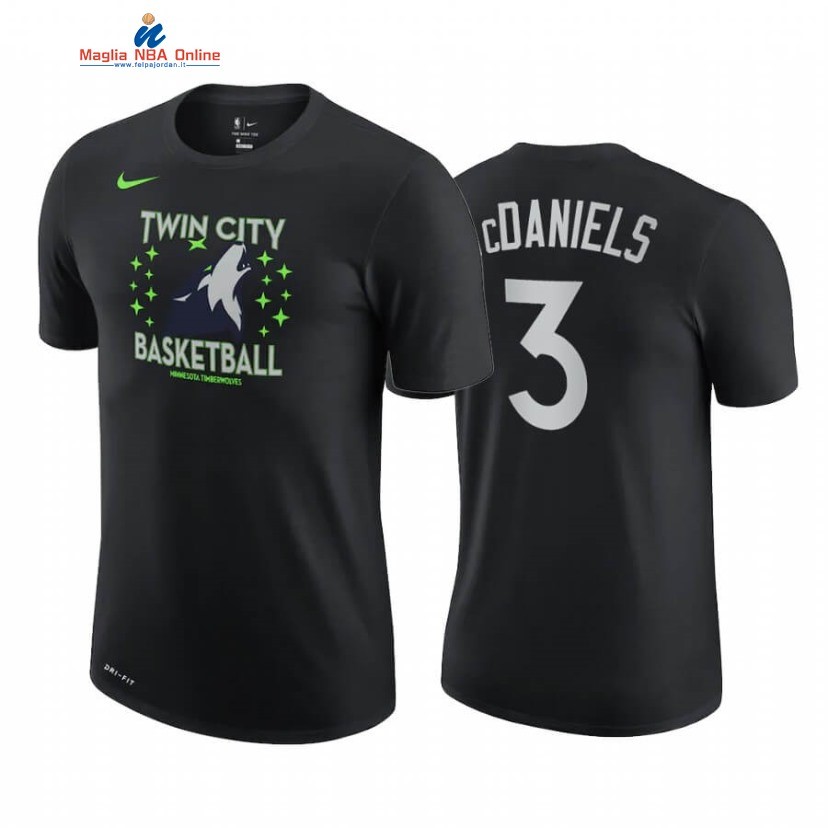 T-Shirt Minnesota Timberwolves #3 Jaden McDaniels Story Nero Città 2020-21 Acquista