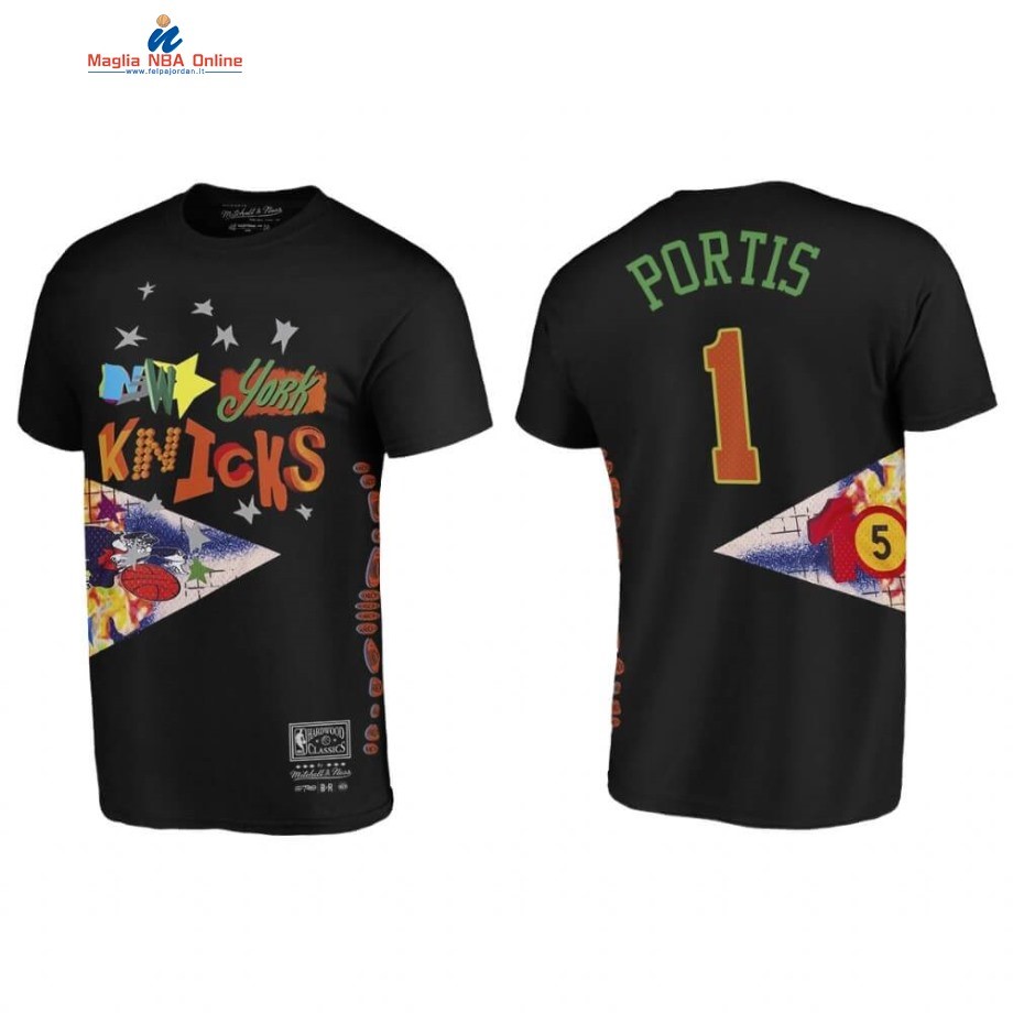 T-Shirt New York Knicks #1 Bobby Portis BR Remix Nero Hardwood Classics 2020 Acquista