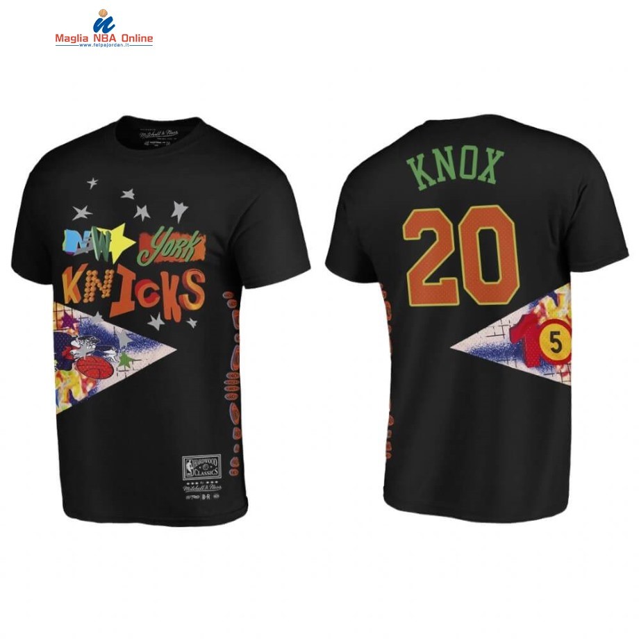 T-Shirt New York Knicks #20 Kevin Knox BR Remix Nero Hardwood Classics 2020 Acquista