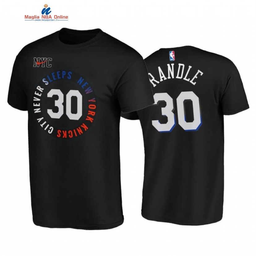 T-Shirt New York Knicks #30 Julius Randle Never Sleep Nero Città 2020-21 Acquista