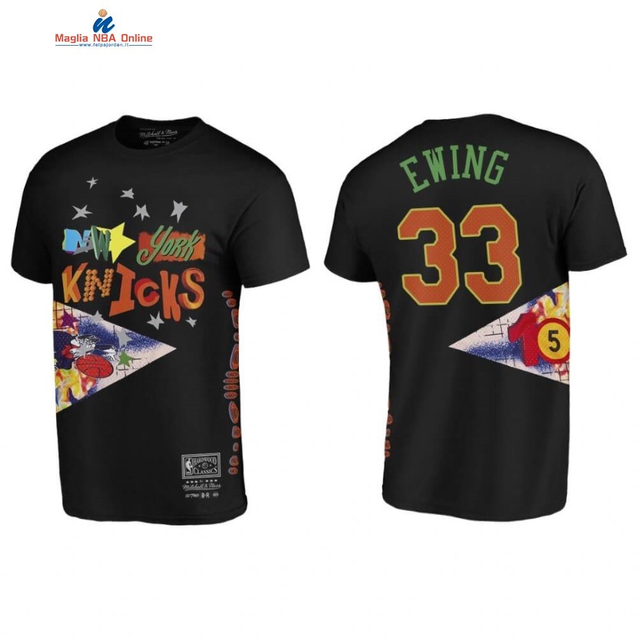 T-Shirt New York Knicks #33 Patrick Ewing BR Remix Nero Hardwood Classics 2020 Acquista