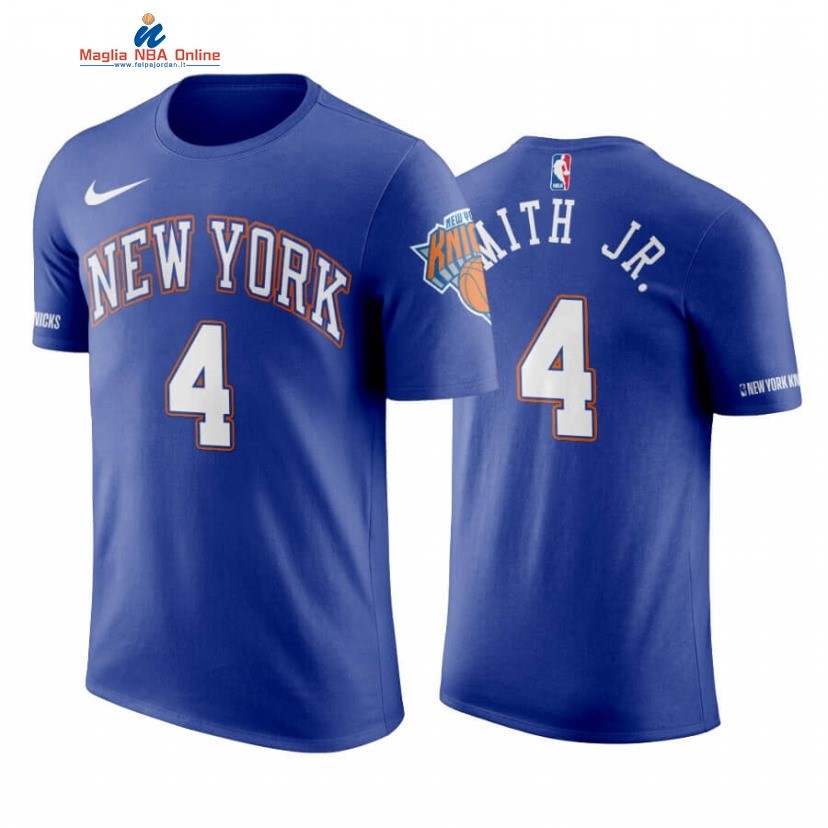 T-Shirt New York Knicks #4 Dennis Smith Jr. Blu Statement 2020-21 Acquista