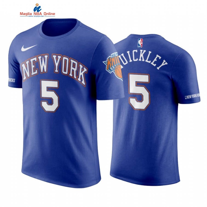 T-Shirt New York Knicks #5 Immanuel Quickley Blu Statement 2020-21 Acquista