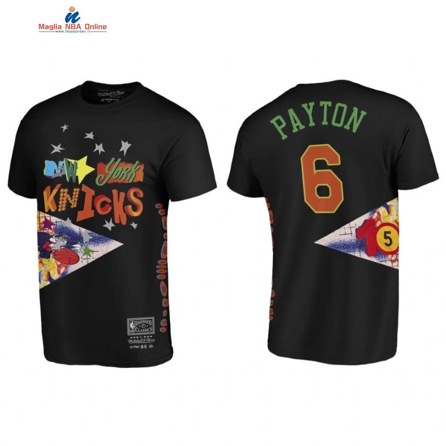 T-Shirt New York Knicks #6 Elfrid Payton BR Remix Nero Hardwood Classics 2020 Acquista