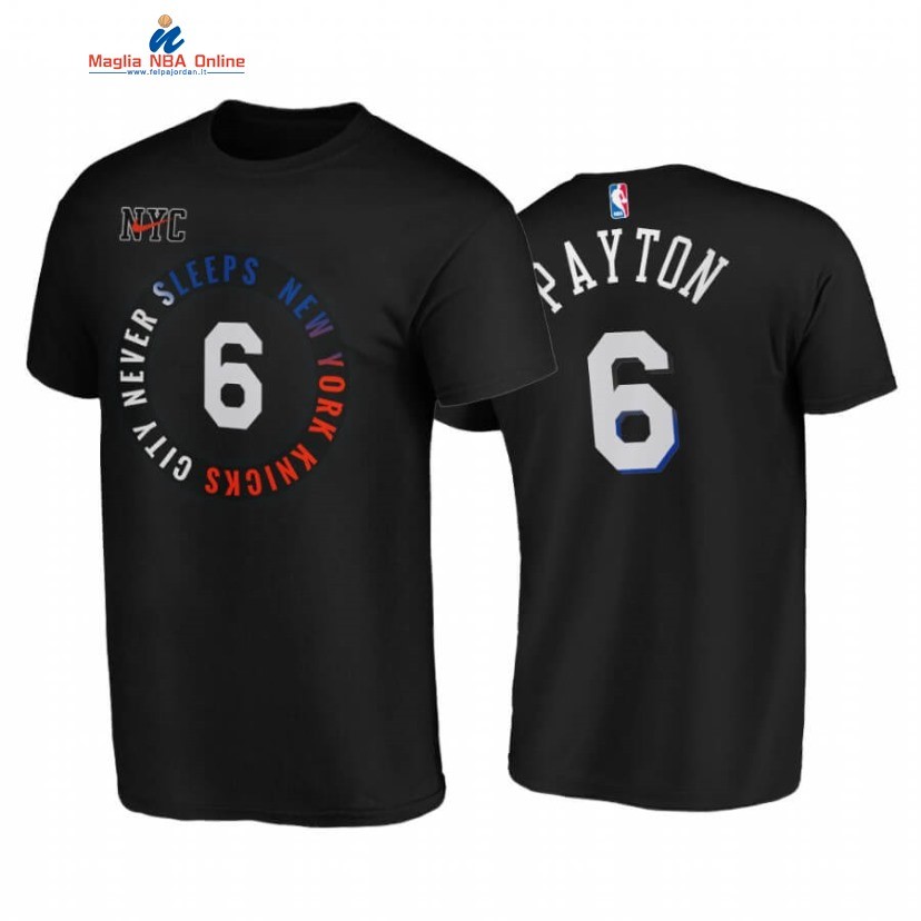 T-Shirt New York Knicks #6 Elfrid Payton Never Sleep Nero Città 2020-21 Acquista