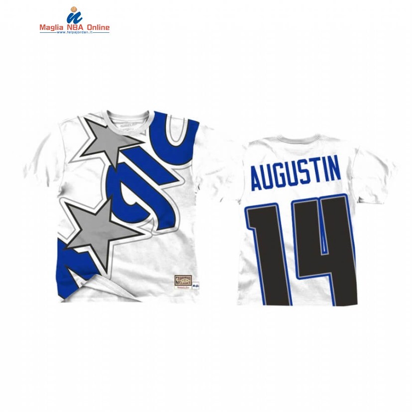 T-Shirt Orlando Magic #14 D.J. Augustin Big Face Bianco 2020 Acquista
