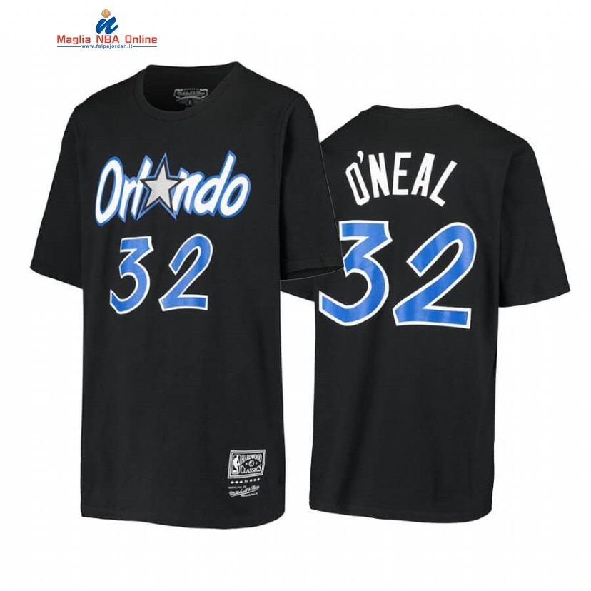 T-Shirt Orlando Magic #32 Shaquille O'Neal Nero Hardwood Classics Acquista