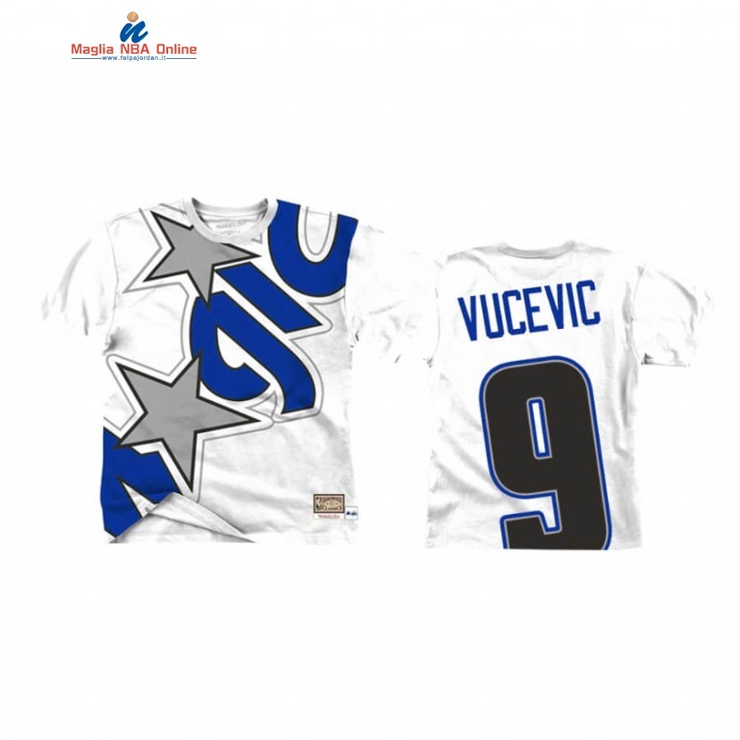 T-Shirt Orlando Magic #9 Nikola Vucevic Big Face Bianco 2020 Acquista