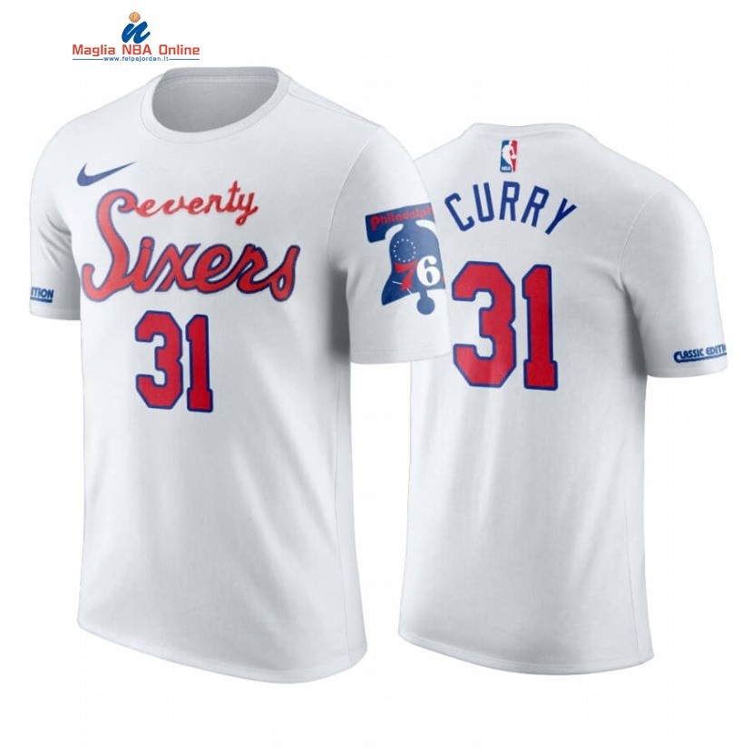 T-Shirt Philadelphia Sixers #31 Seth Curry Bianco 2020 Acquista