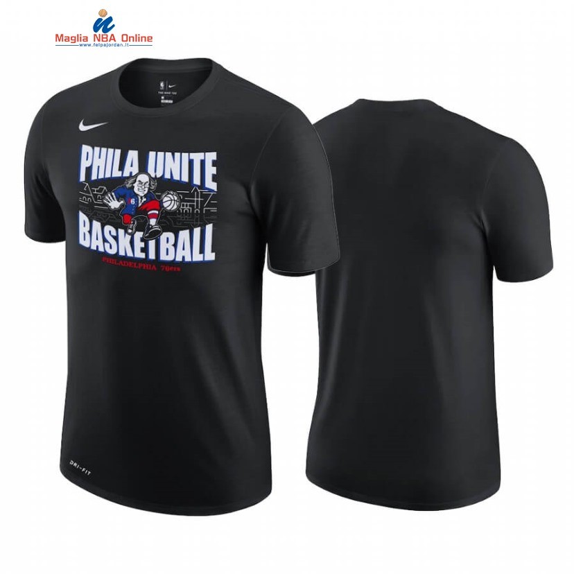 T-Shirt Philadelphia Sixers Storey Nero Città 2020-21 Acquista
