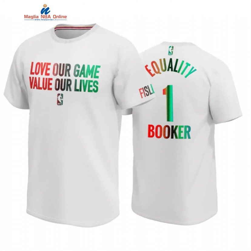 T-Shirt Phoenix Suns #1 Devin Booker Bianco 2020-21 Acquista
