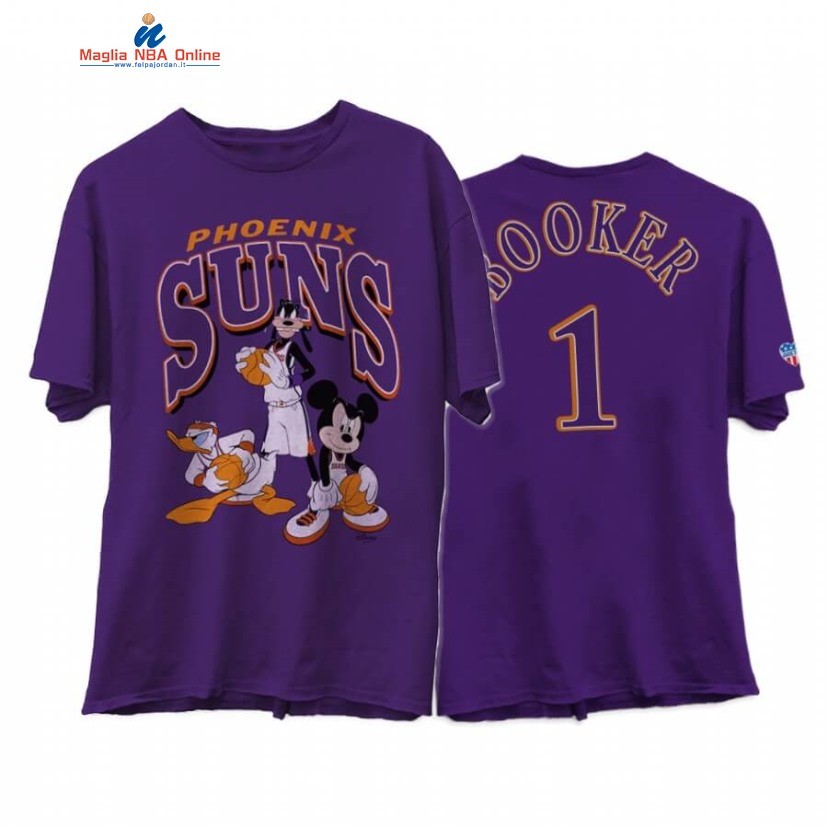 T-Shirt Phoenix Suns #1 Devin Booker Disney X Junk Food Porpora 2020 Acquista