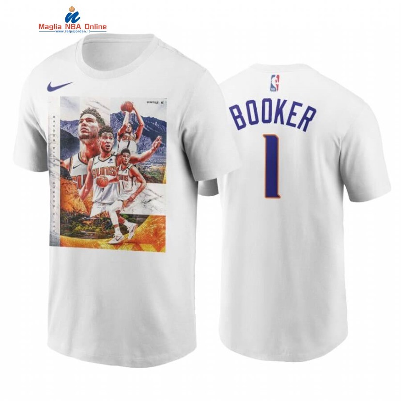 T-Shirt Phoenix Suns #1 Devin Booker Rookie of the Year Bianco 2020 Acquista