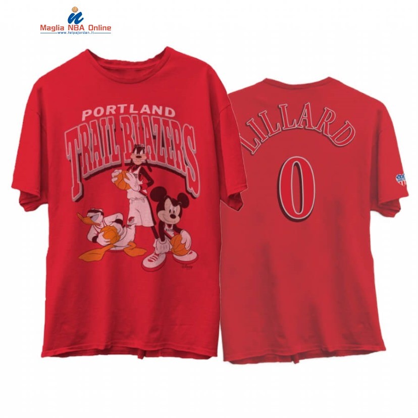 T-Shirt Portland Trail Blazers #0 Damian Lillard Disney X Junk Food Rosso 2020 Acquista