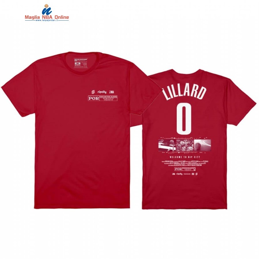 T-Shirt Portland Trail Blazers #0 Damian Lillard Rosso 2020 Acquista