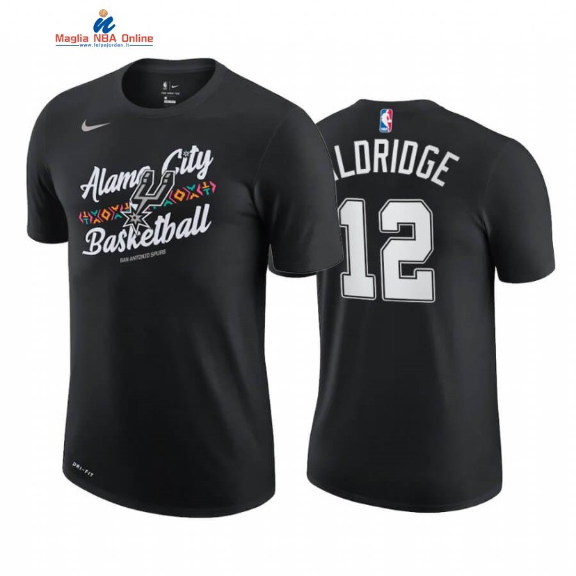 T-Shirt San Antonio Spurs #12 LaMarcus Aldridge Story Nero Città 2020-21 Acquista