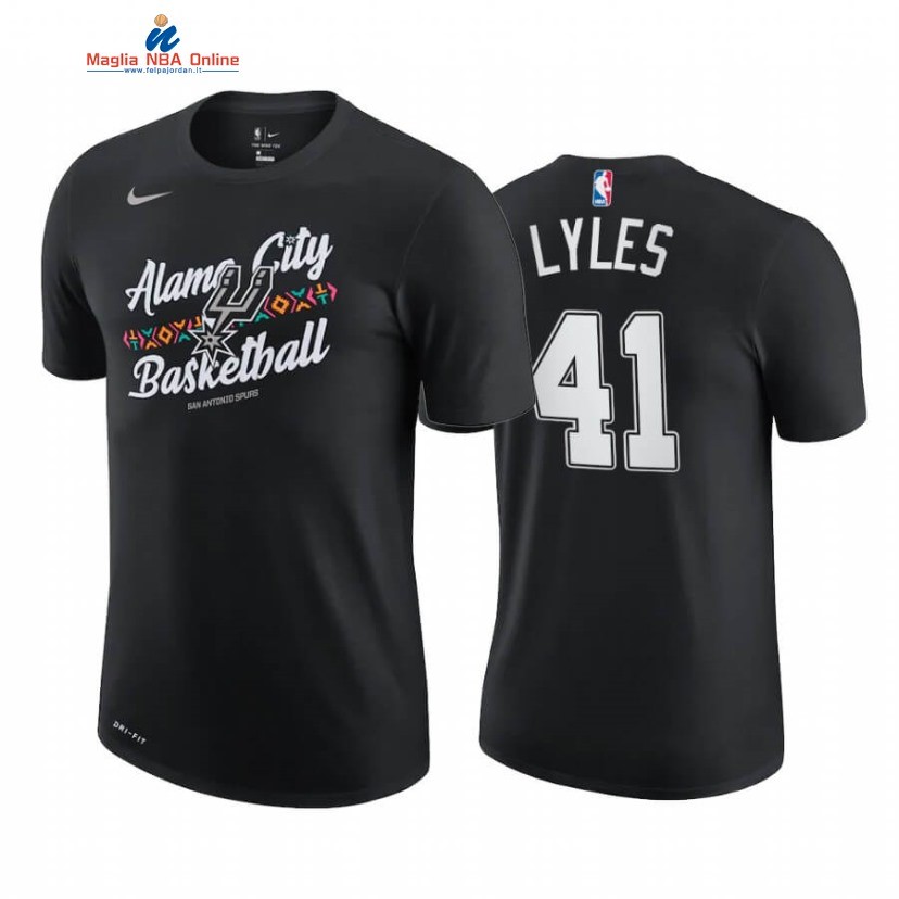 T-Shirt San Antonio Spurs #41 Trey Lyles Story Nero Città 2020-21 Acquista