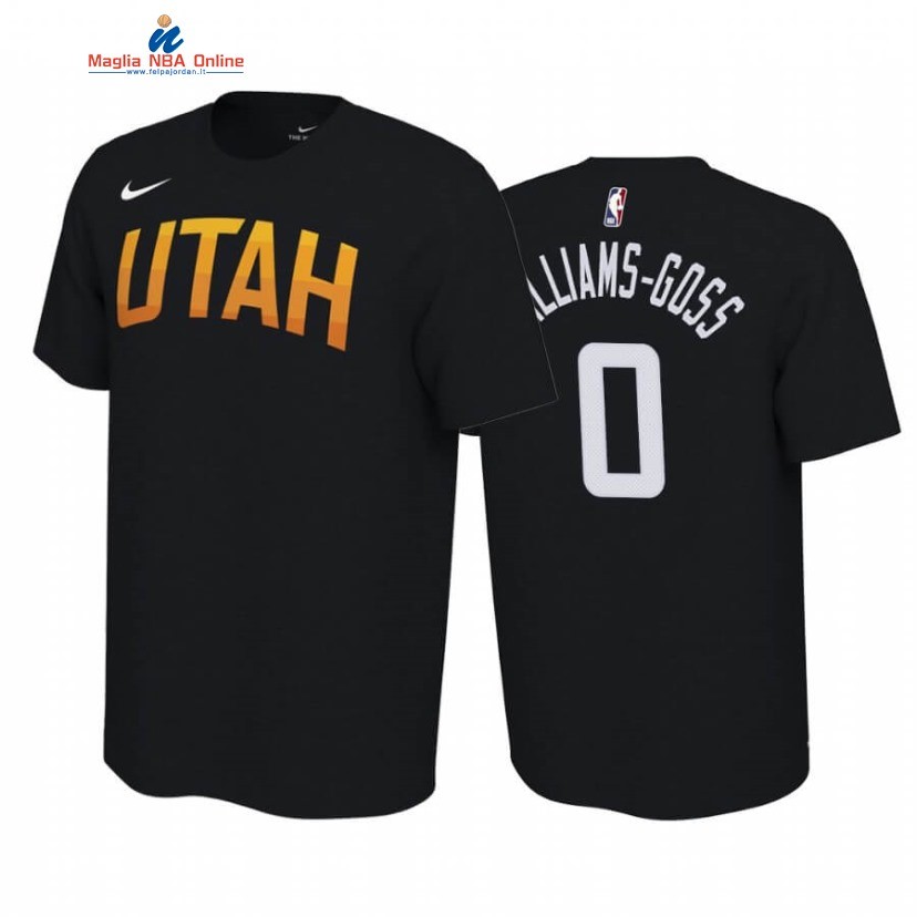 T-Shirt Utah Jazz #0 Nigel Williams Nero Earned Edition 2019-20 Acquista