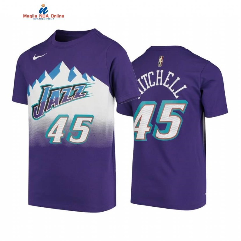 T-Shirt Utah Jazz #15 Youth Donovan Mitchell Name & Number Porpora Hardwood Classics Acquista