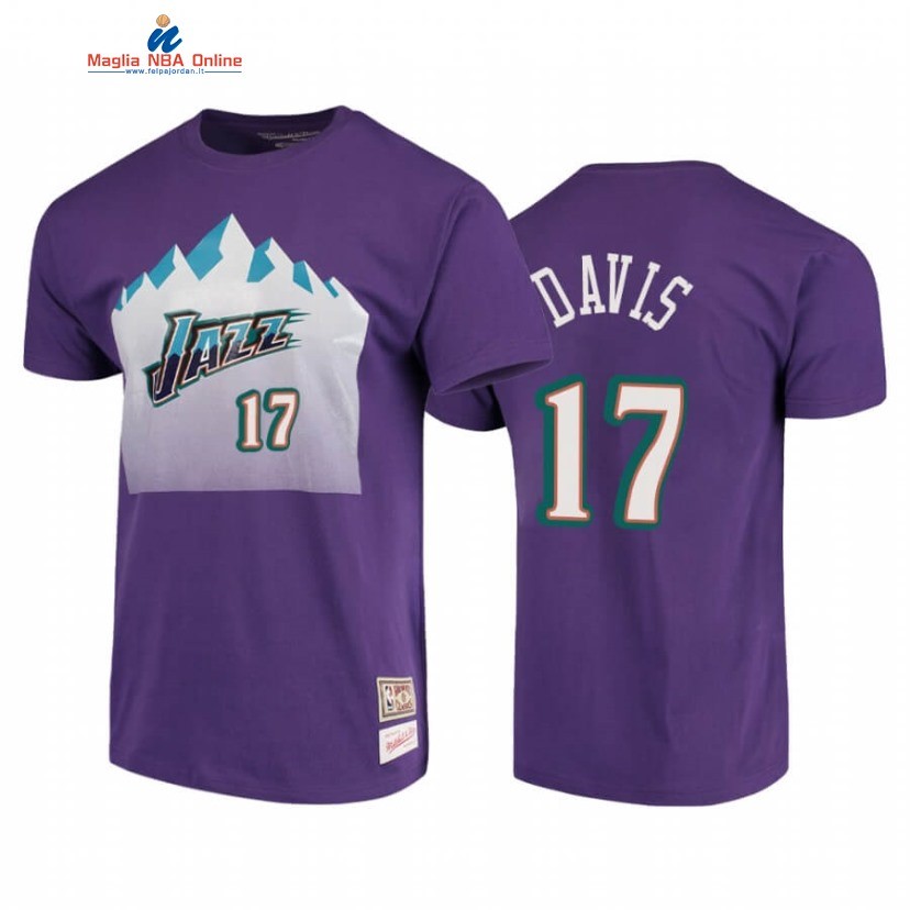 T-Shirt Utah Jazz #17 Ed Davis Mitchell & Ness Porpora Hardwood Classics 2020 Acquista