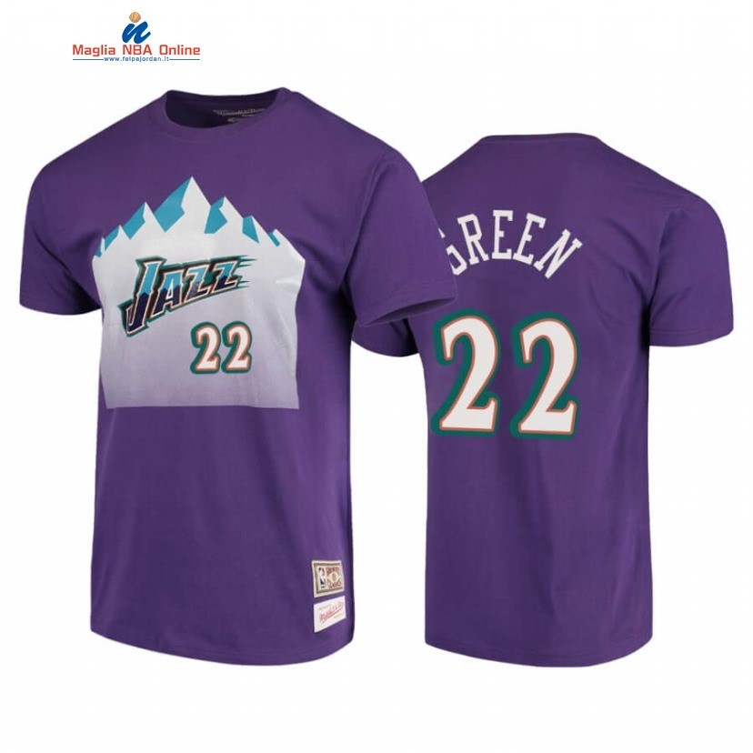 T-Shirt Utah Jazz #22 Jeff Green Mitchell & Ness Porpora Hardwood Classics 2020 Acquista