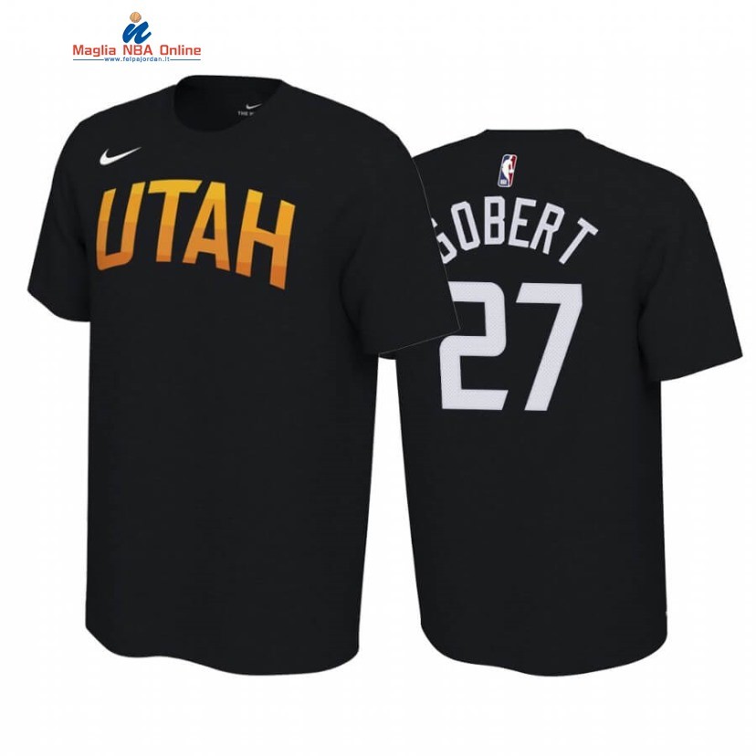 T-Shirt Utah Jazz #27 Rudy Gobert Nero Earned Edition 2019-20 Acquista