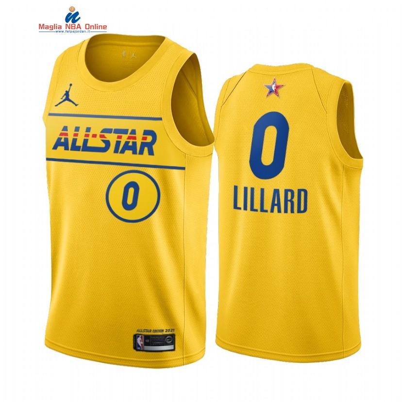 Maglia NBA 2021 All Star #0 Damian Lillard Oro Acquista