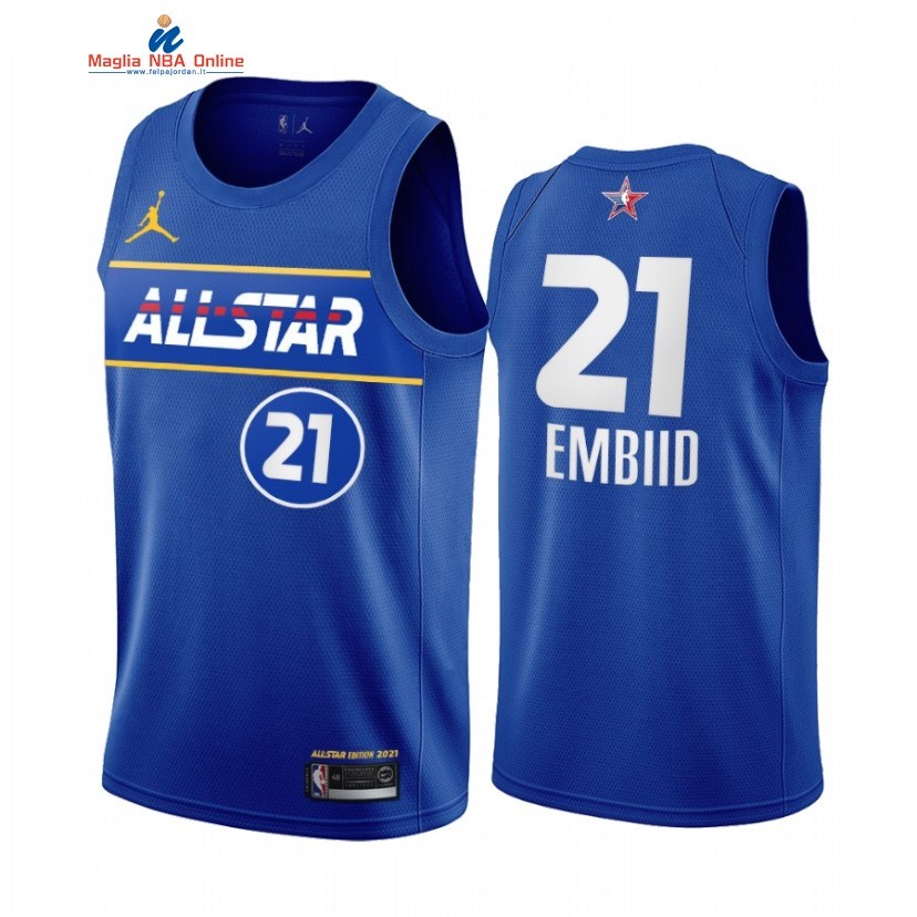 Maglia NBA 2021 All Star #21 Joel Embiid Blu Acquista