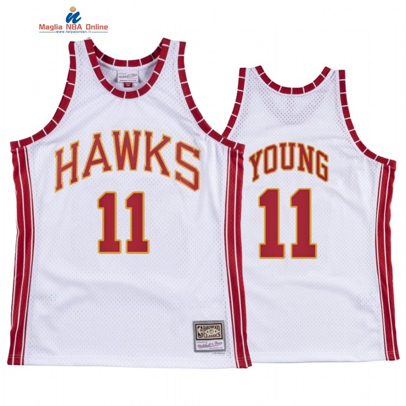 Maglia NBA Atlanta Hawks #11 Trae Young Bianco Hardwood Classics Acquista