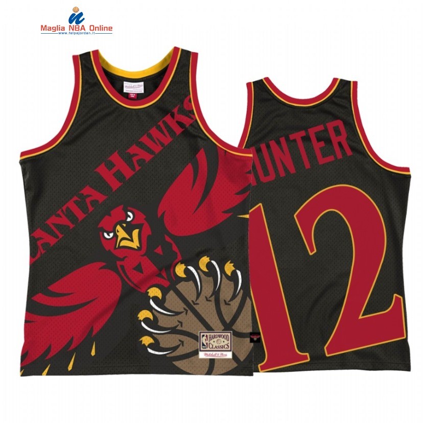 Maglia NBA Atlanta Hawks #12 De'Andre Hunter Big Face 2 Nero Hardwood Classics 2021 Acquista