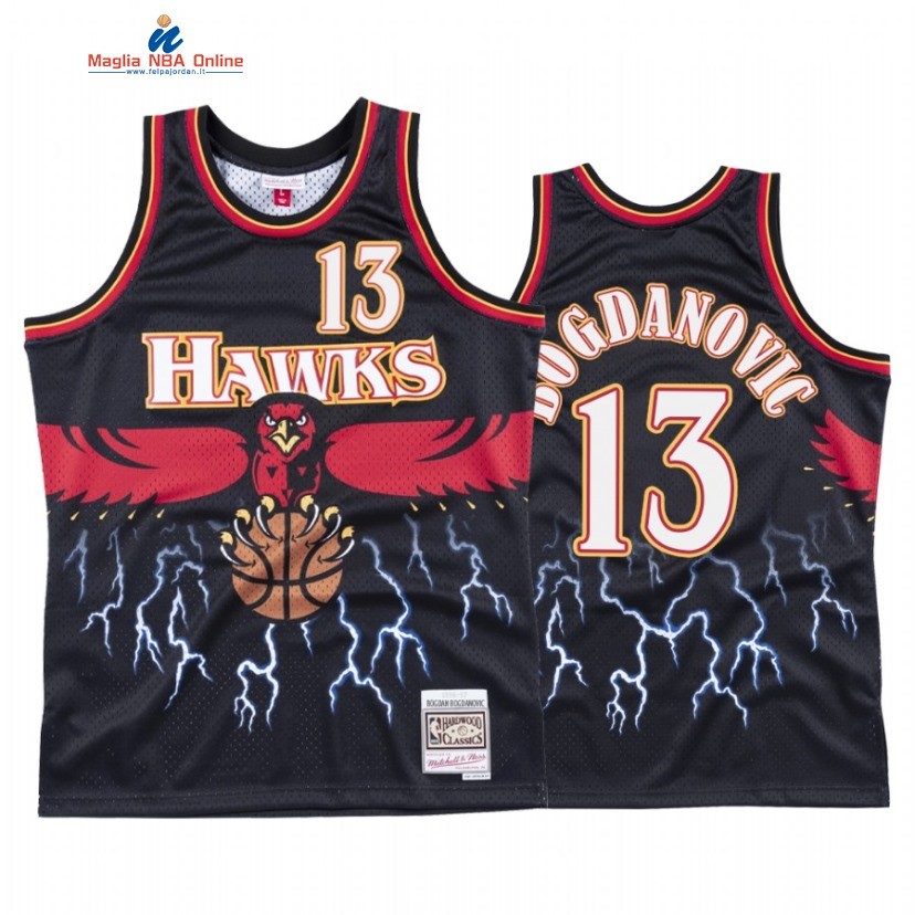 Maglia NBA Atlanta Hawks #13 Bogdan Bogdanovic Nero Hardwood Classics Acquista