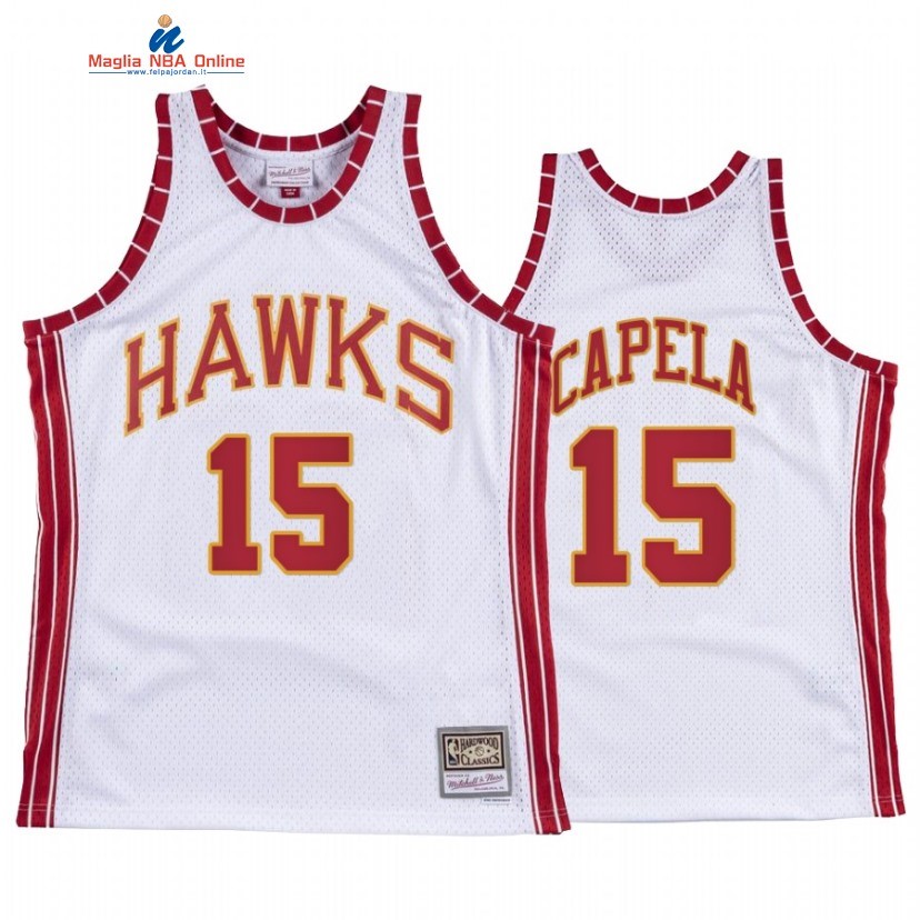 Maglia NBA Atlanta Hawks #15 Clint Capela Bianco Hardwood Classics Acquista