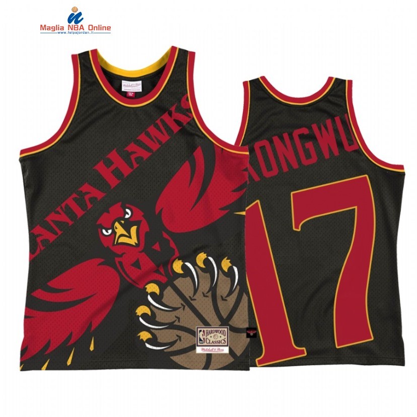 Maglia NBA Atlanta Hawks #17 Onyeka Okongwu Big Face 2 Nero Hardwood Classics 2021 Acquista