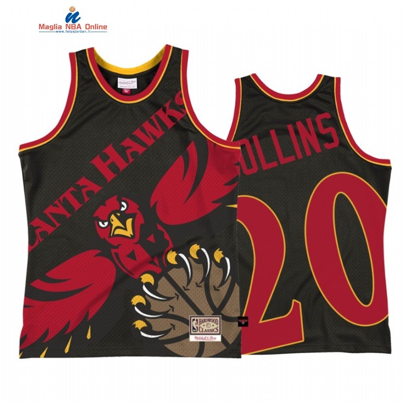 Maglia NBA Atlanta Hawks #20 John Collins Big Face 2 Nero Hardwood Classics 2021 Acquista