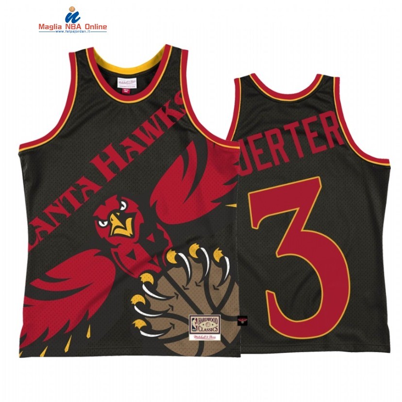 Maglia NBA Atlanta Hawks #3 Kevin Huerter Big Face 2 Nero Hardwood Classics 2021 Acquista