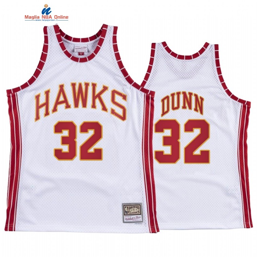 Maglia NBA Atlanta Hawks #32 Kris Dunn Bianco Hardwood Classics Acquista