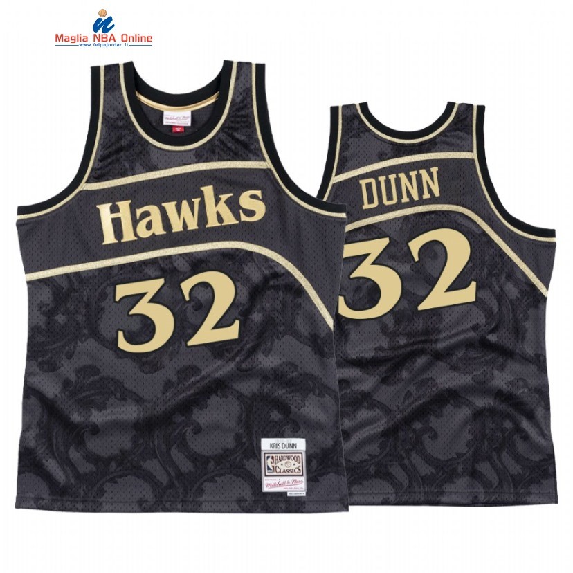 Maglia NBA Atlanta Hawks #32 Kris Dunn Nero Hardwood Classics 2020-21 Acquista