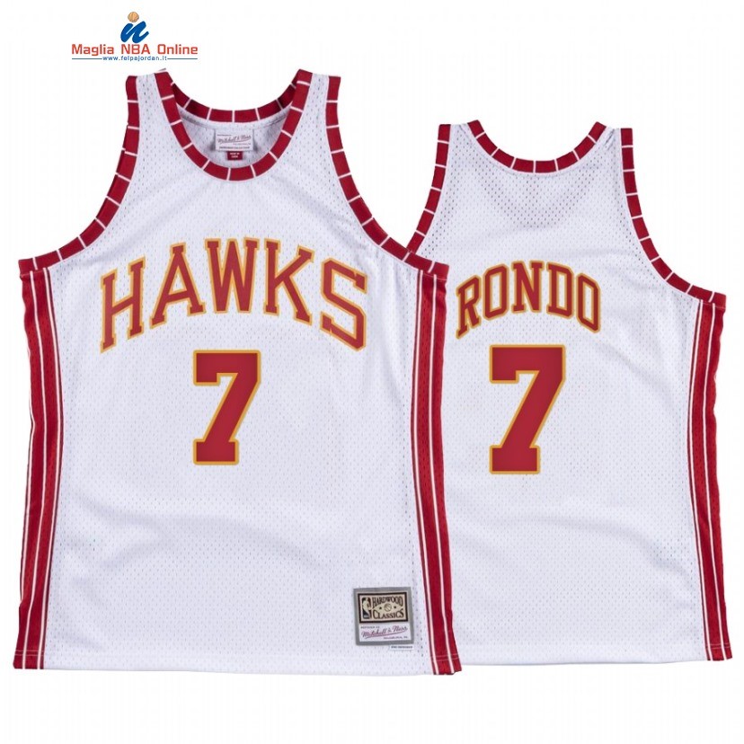 Maglia NBA Atlanta Hawks #7 Rajon Rondo Bianco Hardwood Classics 2021 Acquista