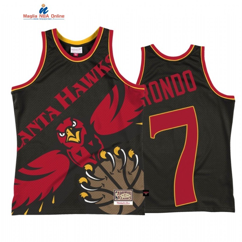 Maglia NBA Atlanta Hawks #7 Rajon Rondo Big Face 2 Nero Hardwood Classics 2021 Acquista