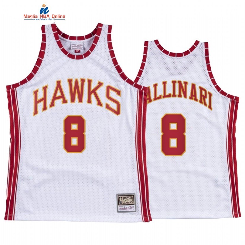 Maglia NBA Atlanta Hawks #8 Danilo Gallinari Bianco Hardwood Classics Acquista