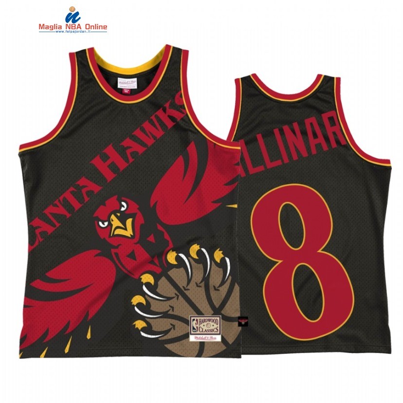 Maglia NBA Atlanta Hawks #8 Danilo Gallinari Big Face 2 Nero Hardwood Classics 2021 Acquista