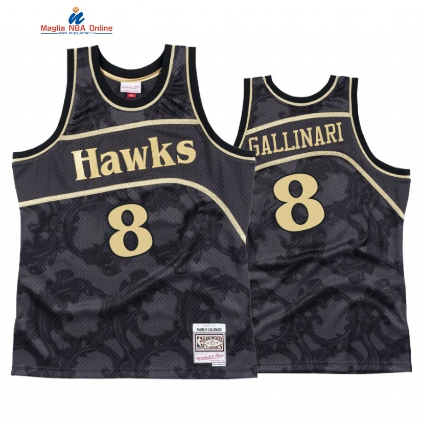 Maglia NBA Atlanta Hawks #8 Danilo Gallinari Nero Hardwood Classics 2021 Acquista