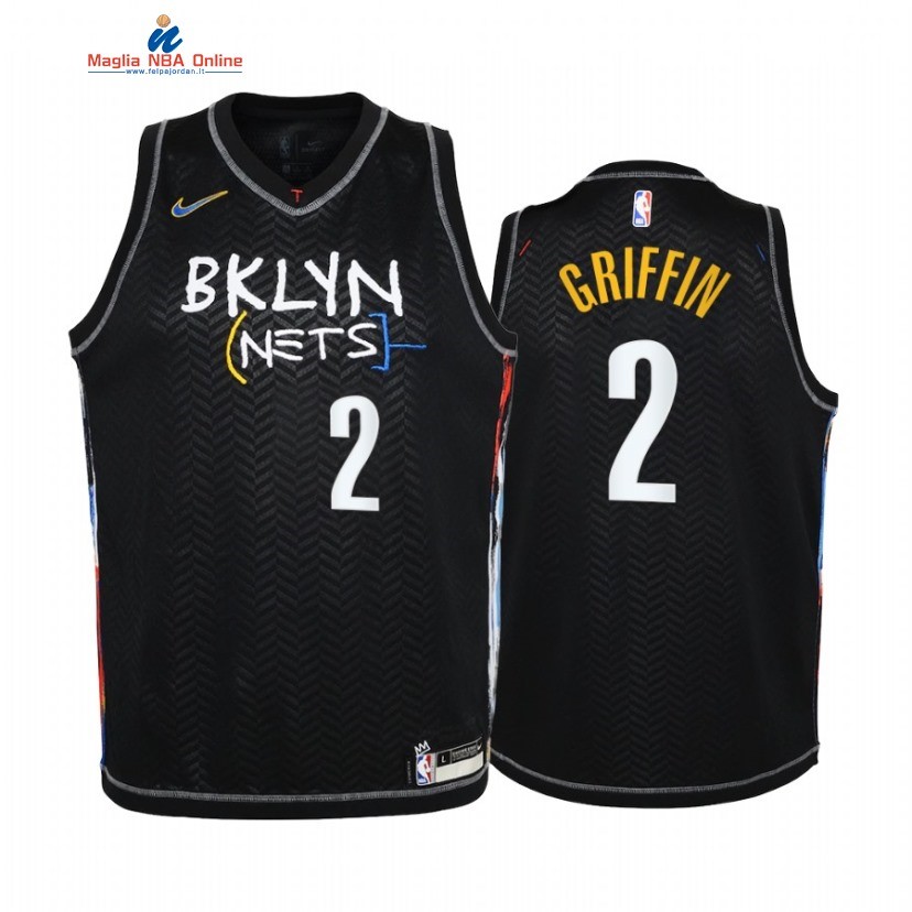 Maglia NBA Bambino Brooklyn Nets #2 Blake Griffin Nero Città 2020-21 Acquista