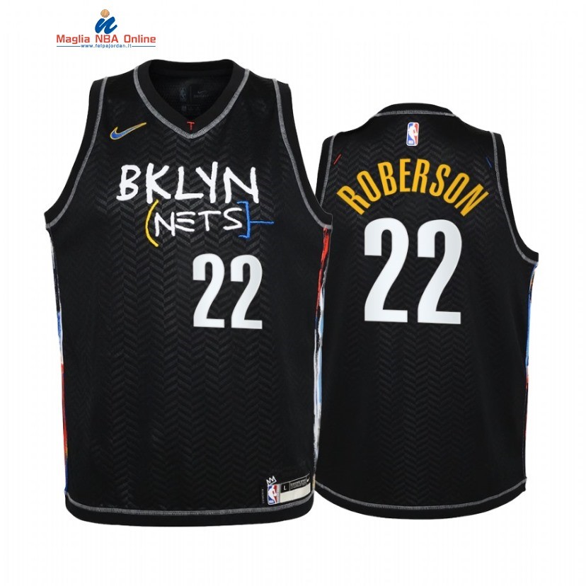 Maglia NBA Bambino Brooklyn Nets #22 Andre Roberson Nero Città 2020-21 Acquista